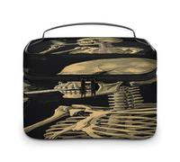 VstaDank Borsa da toilette con scheletro con sigaretta bruciante per donne e uomini, borsa da barba con cerniera, facile da pulire, portatile, da bagno, doccia, grande, impermeabile, in pelle, da