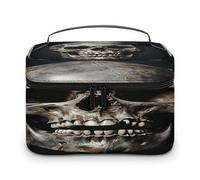 VstaDank Borsa da toilette con teschio di morte per donne e uomini, borsa da barba con cerniera, facile da pulire, portatile, da bagno, borsa da doccia, grande, impermeabile, in pelle, da viaggio