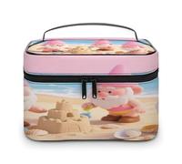 VstaDank Borsa da trucco con gnomi rosa carina per le donne Borsa da toilette portatile da viaggio con manico Borse cosmetiche leggere di grande capacità Borse per cosmetici impermeabili per il