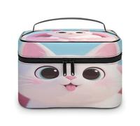 VstaDank Borsa per il trucco carina con gatto per le donne Borsa da toeletta portatile da viaggio con manico Borse cosmetiche leggere di grande capacità borse impermeabili per trucco per casa viaggi