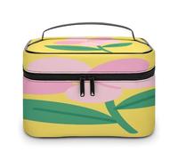 VstaDank Borsa per il trucco con fiore di albicocca per le donne Borsa da toilette portatile da viaggio con manico Borse cosmetiche leggere di grande capacità Borse per cosmetici impermeabili per il