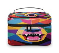 VstaDank Borsa per il trucco con orso colorato per le donne Borsa da toilette portatile da viaggio con manico Borse cosmetiche leggere di grande capacità Borse per cosmetici impermeabili per il