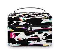 VstaDank Borsa per il trucco con stampa di mucca per le donne Borsa da toilette portatile da viaggio con manico Borse cosmetiche leggere di grande capacità Borse per trucco impermeabili per viaggi