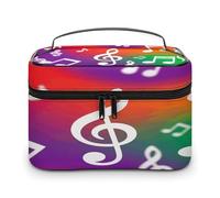 VstaDank Borsa per trucco con note musicali che saltano per le donne Borsa da toeletta portatile da viaggio con manico Borse cosmetiche leggere di grande capacità borse impermeabili per trucco per