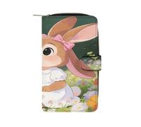 VstaDank Bunny Floral Carnival Wallet per le donne in pelle da viaggio borsa lunga cerniera tasca portamonete intorno frizione grande capacità porta carte di credito