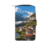 VstaDank Chamonix Portafoglio da donna in pelle da viaggio lungo con cerniera tasca portamonete intorno alla pochette grande capacità porta carte di credito