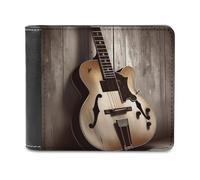 VstaDank Chitarra Immagini Portafoglio Bifold per Donne Uomini Morbido PU Pelle Portafoglio Sottile Minimalista Tasca Frontale Bussiness Porta Carte