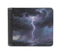 VstaDank Cloud Burst - Portafoglio da uomo in pelle a due pieghe, elegante, sottile, con tasca frontale, porta carte di credito e contanti
