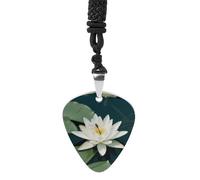 VstaDank Collana con ciondolo a forma di fiore di loto e libellula, per donne e uomini, in acciaio al titanio, alla moda, regalo unico per chitarristi e chiunque