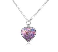 VstaDank Collana con urna a forma di lavanda con farfalle e fiori per ceneri gioielli personalizzati per cremazione per animali domestici per ceneri ciondolo a forma di cuore collana commemorativa per