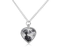 VstaDank Collana con urna a forma di nuvole con treno a vapore, per ceneri personalizzate, gioielli per cremazione per animali domestici, per ceneri con ciondolo a forma di cuore, gioiello