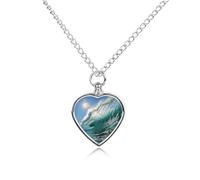 VstaDank Collana con urna a forma di onda dell'oceano per ceneri gioielli personalizzati per cremazione per animali domestici per ceneri con ciondolo a forma di cuore collana commemorativa per cani e