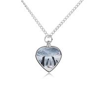 VstaDank Collana con urna a forma di pinguino nella neve per ceneri gioielli personalizzati per cremazione per animali domestici per ceneri ciondolo a forma di cuore collana commemorativa gioielli per