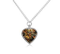 VstaDank Collana con urna arancione con farfalle monarca per ceneri gioielli personalizzati per cremazione per animali domestici per ceneri ciondolo a forma di cuore collana commemorativa gioielli per