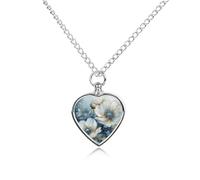 VstaDank Collana con urna bianca e blu chiaro per ceneri gioielli personalizzati per cremazione per animali domestici per ceneri ciondolo a forma di cuore collana commemorativa gioielli per animali