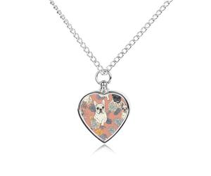 VstaDank Collana con urna con stampa bulldog francese per ceneri gioielli personalizzati per cremazione per animali domestici per ceneri ciondolo a forma di cuore collana commemorativa gioielli per