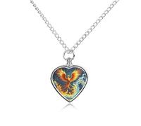 VstaDank Collana con urna fenice fuoco e acqua per ceneri gioielli personalizzati per cremazione per animali domestici per ceneri ciondolo a forma di cuore collana commemorativa gioielli per animali