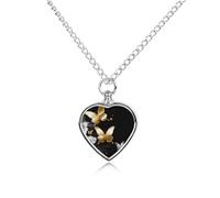 VstaDank Collana con urna nera con farfalle bianche e oro per ceneri gioielli personalizzati per cremazione per animali domestici per ceneri ciondolo a forma di cuore collana commemorativa gioielli