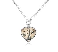 VstaDank Collana vintage con urna a forma di Torre Eiffel di Parigi, per ceneri personalizzate, gioiello per cremazione per ceneri con ciondolo a forma di cuore, gioiello commemorativo per cani e