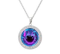 VstaDank Collane con ciliegia nera per le donne Squisita collana con ciondolo rotondo multicolore con diamanti tempestati di diamanti collana non ossidante ciondolo gioielli alla moda collane regali