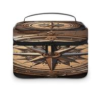 VstaDank Compass Wind Road Map Borsa da toilette per donne e uomini, borsa da barba con cerniera, facile da pulire, portatile, per bagno, doccia, grande, impermeabile, in pelle, da viaggio
