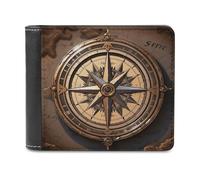 VstaDank Compass Wind Road Map Portafoglio Bifold per donne e uomini portafoglio in morbida pelle PU sottile minimalista tasca frontale porta carte di lavoro