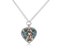 VstaDank Divertente collana con urna a forma di bulldog inglese per ceneri gioielli personalizzati per cremazione per ceneri ciondolo a forma di cuore collana commemorativa gioielli per animali