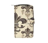 VstaDank Donne Cuoio DELL'UNITÀ di elaborazione Bifold Fleur-de-Lis E Cappotto Braccia Cavaliere Portafogli Grande Capacità Titolare Della Carta Delle Sign