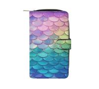VstaDank Dreamy Gradient Mermaid Scales Portafoglio per le Donne in Pelle Viaggio Borsa Lunga Cerniera Tasca Monete Intorno Frizione Grande Capacità Porta Carte di Credito