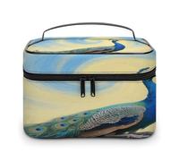 VstaDank Elegante borsa per il trucco con pavone per le donne Borsa da toilette portatile da viaggio con manico Borse cosmetiche leggere di grande capacità Borse per cosmetici impermeabili per il