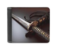 VstaDank Giappone Samurai Sword Portafoglio in pelle sottile Bifold Portafoglio Tasca Frontale Portafogli Billfold Portamonete Porta Carte di Credito
