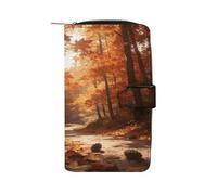 VstaDank Golden Maple Warms The Path Portafoglio per le donne in pelle da viaggio borsa lunga con cerniera tasca portamonete intorno alla frizione grande capacità porta carte di credito