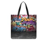 VstaDank Graffiti Hip HopTote Bag Moda Borsa in Pelle per le Donne Grande Capacità Borsa a Tracolla per Lavoro Uso Casual