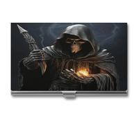 VstaDank Grim-Reaper - Custodia per biglietti da visita in metallo, sottile, portatile, tascabile, porta biglietti da viaggio, per uomini e donne