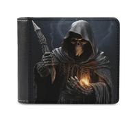 VstaDank Grim-Reaper Portafoglio bifold per donne e uomini in morbida pelle PU portafoglio sottile minimalista tasca frontale porta carte di credito
