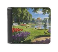 VstaDank Jardin Du Roy - Portafoglio da uomo in pelle a due pieghe, elegante, sottile, con tasca frontale, porta carte di credito e contanti
