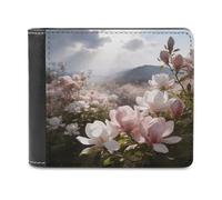 VstaDank Magnolia - Portafoglio da uomo in pelle a due pieghe, elegante, sottile, con tasca frontale, porta carte di credito e contanti