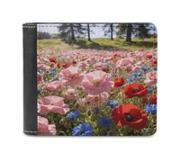 VstaDank Meadow Florals - Portafoglio da uomo in pelle a due pieghe, elegante, sottile, con tasca frontale, porta carte di credito e contanti