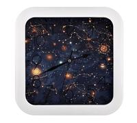 VstaDank Orologio da parete con mappa della costellazione delle stelle, 25 cm, design elegante e facile da leggere, orologio quadrato retrò a batteria, perfetto per cucina o ufficio