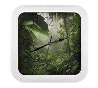 VstaDank Orologio da parete con scena della giungla della foresta pluviale tropicale, 25 cm, design elegante e facile da leggere, orologio quadrato retrò a batteria, perfetto per cucina o ufficio