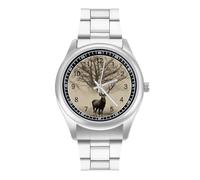 VstaDank Orologio da polso con immagine astratta di alce dell'albero per uomo donna moda moderna orologio da lavoro in acciaio inossidabile cassa in lega elegante orologio da polso casual di lusso