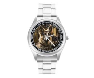 VstaDank Orologio da polso con pastore tedesco, per uomo e donna, moderno, alla moda, in acciaio inox, cassa in lega, elegante orologio da polso casual di lusso, facile da leggere, unisex