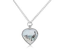 VstaDank Pellicano su ponte di legno urna collana per ceneri gioielli personalizzati per cremazione animale domestico per ceneri ciondolo cuore urna collana ricordo gioielli per animali domestici cane