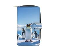 VstaDank Penguin Antarctica Ice Wallet per le donne in pelle da viaggio borsa lunga cerniera tasca portamonete intorno alla frizione grande capacità porta carte di credito