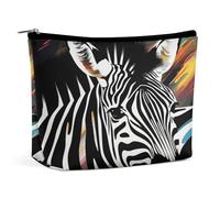 VstaDank Piccola borsa per il trucco astratta zebra animale borsa per il trucco in pelle PU borsa da viaggio portatile da viaggio borse da toilette con cerniera impermeabile sacchetto cosmetico