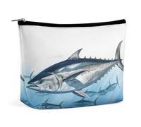 VstaDank Piccola borsa per il trucco tonno rosso Thunnus in pelle PU borsa per trucco portatile da viaggio borse da toilette con cerniera impermeabile sacchetto cosmetico rossetto accessori cosmetici