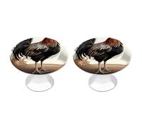 VstaDank Pomelli rotondi per armadietti, a forma di gallo, semplici maniglie per cassetti con vite, in lega di alluminio, per armadietti moderni, per cassettiere, confezione da 2