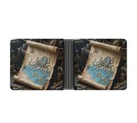 VstaDank Portafoglio bifold con mappa dei pirati per donne e uomini, sottile e morbida, in pelle PU, sottile e minimalista, tasca frontale porta carte di credito