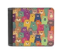 VstaDank Portafoglio bifold con orsi colorati per donne e uomini portafoglio in pelle PU morbida sottile minimalista tasca frontale porta carte di lavoro