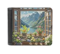 VstaDank Portafoglio bifold con paesaggi naturali per donne e uomini portafoglio in pelle PU morbida sottile minimalista tasca frontale porta carte di lavoro